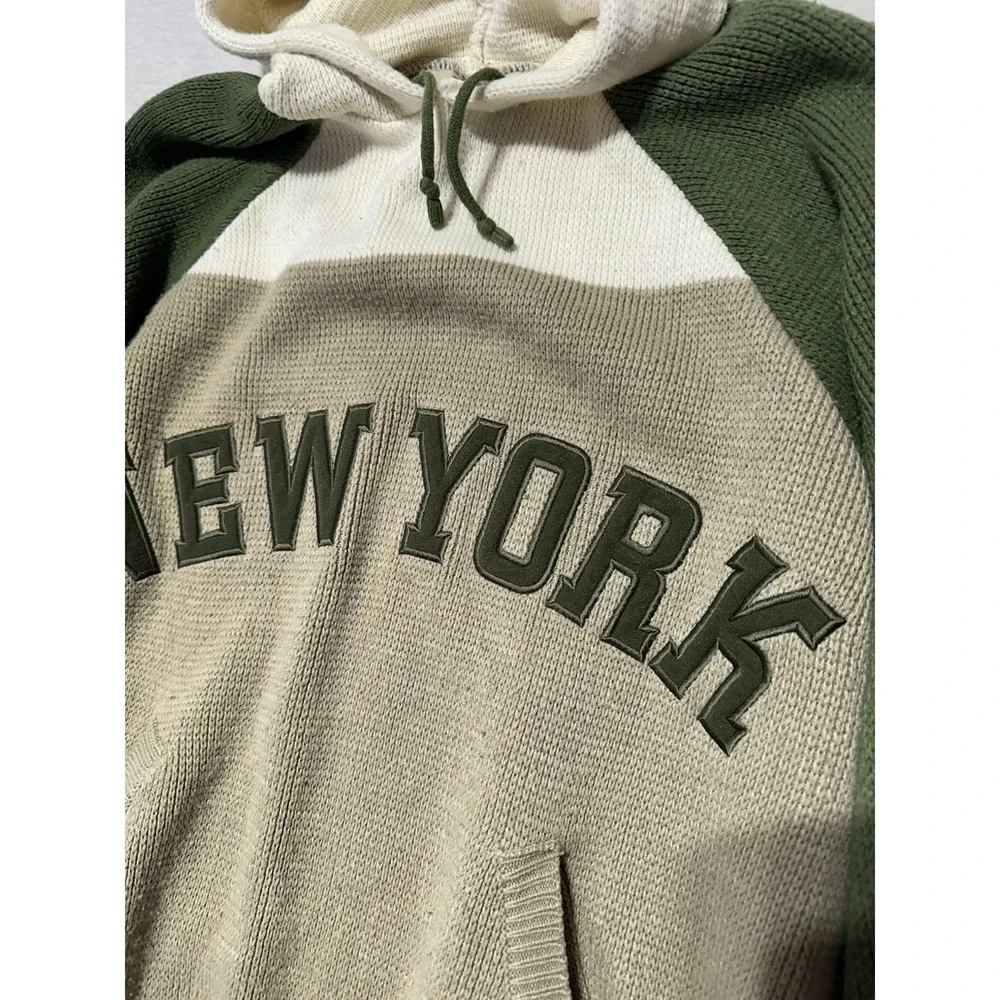 212 NYC Vintage‎ Y2K Green Cream Pullover Sweater L Large  Streetwear